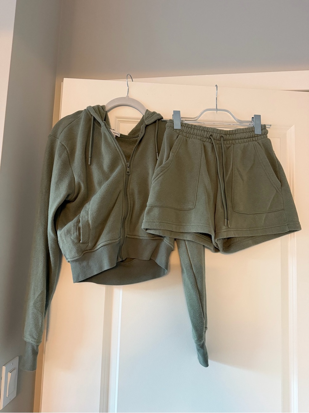 Olive Green Women's Fleece Drawstring Shorts